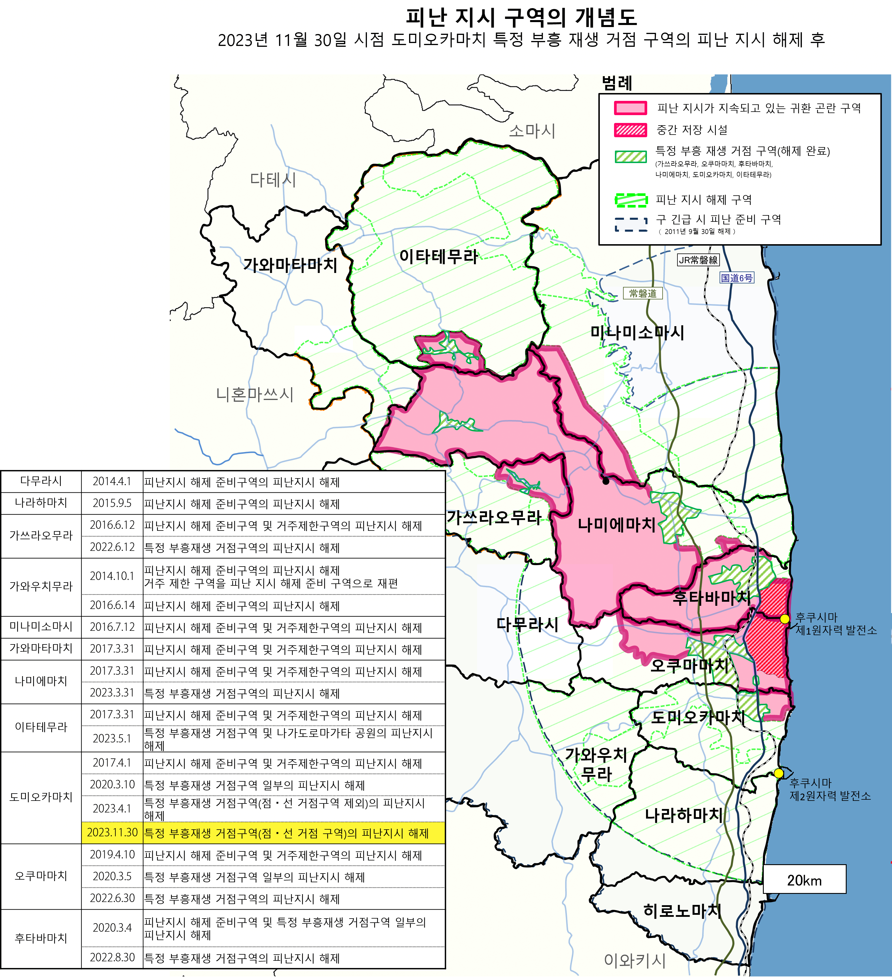 피난 구역의 상황 ( 2023년 11월 30일 시점 )