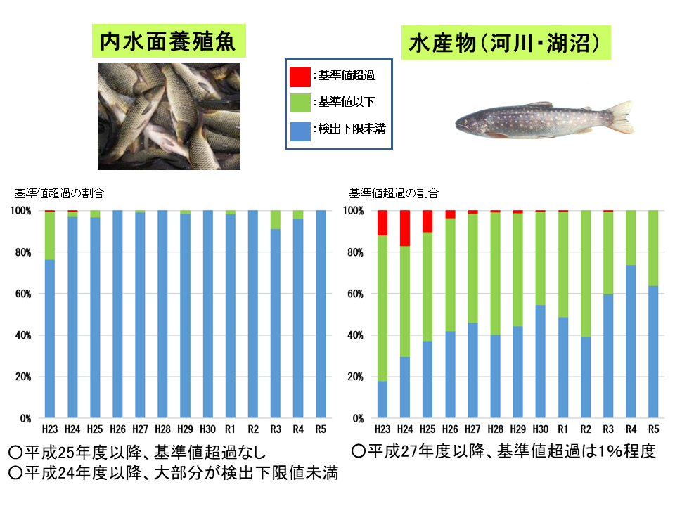 平成23年から令和6年3月までの水産物(内水面養殖・河川・湖沼)の経年変化です。