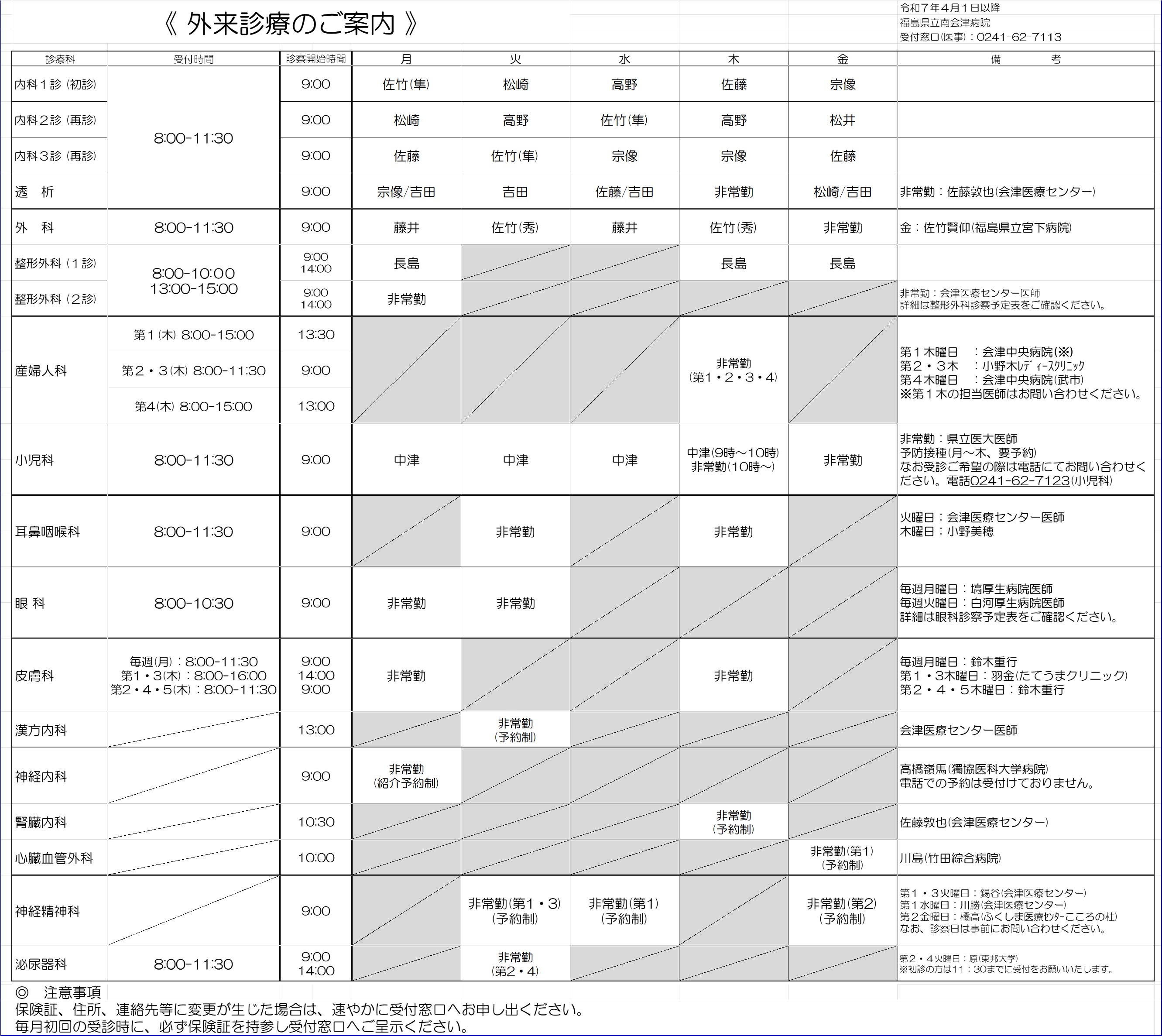 外来診療体制